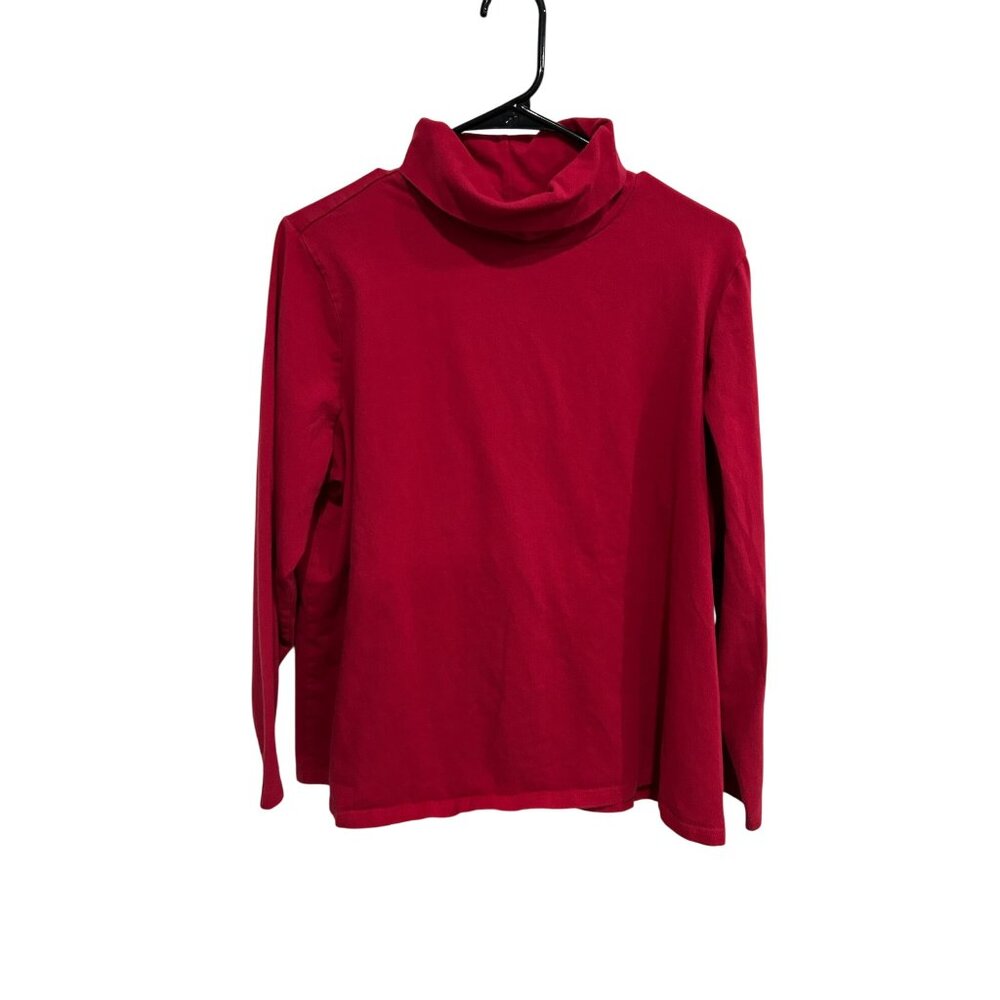 Denim & Co . Essentials Turtleneck Long Sleeve Top Red Plus Sz 1X Knit Casual